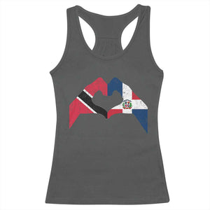 Trinidad and Tobago Dominican Racerback Tank Top Two Flags One Heart TS10 Dark Heather Print Your Wear