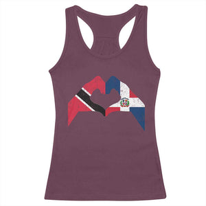 Trinidad and Tobago Dominican Racerback Tank Top Two Flags One Heart TS10 Maroon Print Your Wear