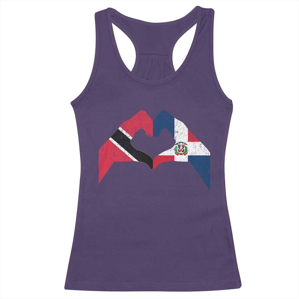 Trinidad and Tobago Dominican Racerback Tank Top Two Flags One Heart TS10 Purple Print Your Wear