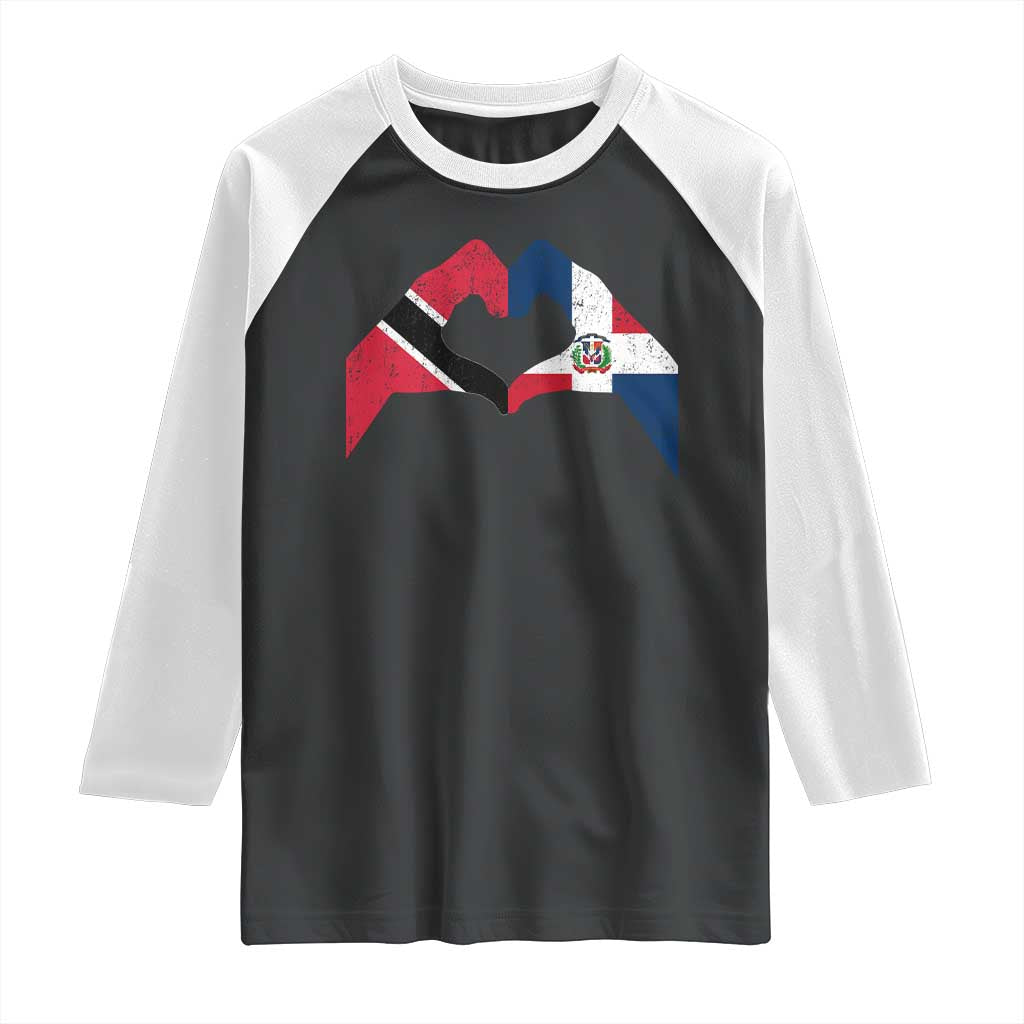 Trinidad and Tobago Dominican Raglan Shirt Two Flags One Heart TS10 Black White Print Your Wear