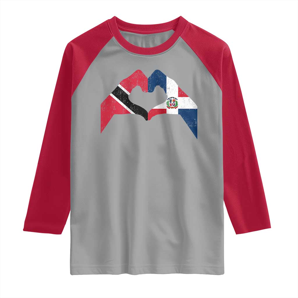 Trinidad and Tobago Dominican Raglan Shirt Two Flags One Heart TS10 Sport Gray Red Print Your Wear