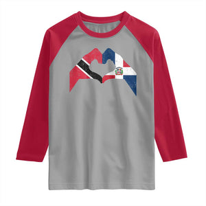Trinidad and Tobago Dominican Raglan Shirt Two Flags One Heart TS10 Sport Gray Red Print Your Wear
