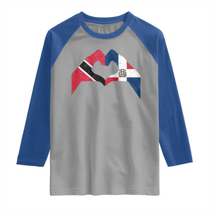Trinidad and Tobago Dominican Raglan Shirt Two Flags One Heart TS10 Sport Gray Royal Print Your Wear
