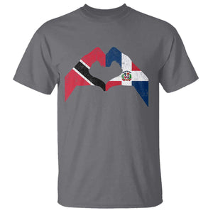Trinidad and Tobago Dominican T Shirt Two Flags One Heart TS10 Charcoal Print Your Wear