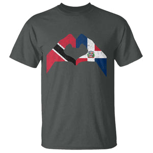 Trinidad and Tobago Dominican T Shirt Two Flags One Heart TS10 Dark Heather Print Your Wear