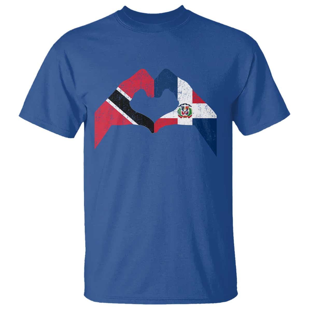 Trinidad and Tobago Dominican T Shirt Two Flags One Heart TS10 Royal Blue Print Your Wear