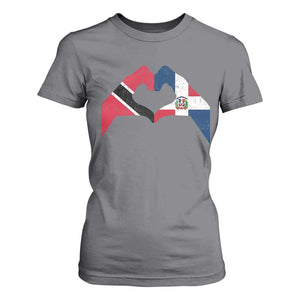 Trinidad and Tobago Dominican T Shirt For Women Two Flags One Heart TS10 Charcoal Print Your Wear