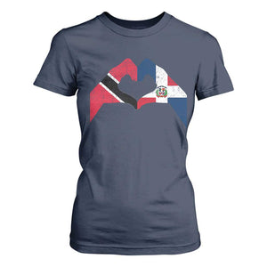Trinidad and Tobago Dominican T Shirt For Women Two Flags One Heart TS10 Navy Print Your Wear