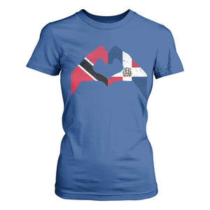 Trinidad and Tobago Dominican T Shirt For Women Two Flags One Heart TS10 Royal Blue Print Your Wear