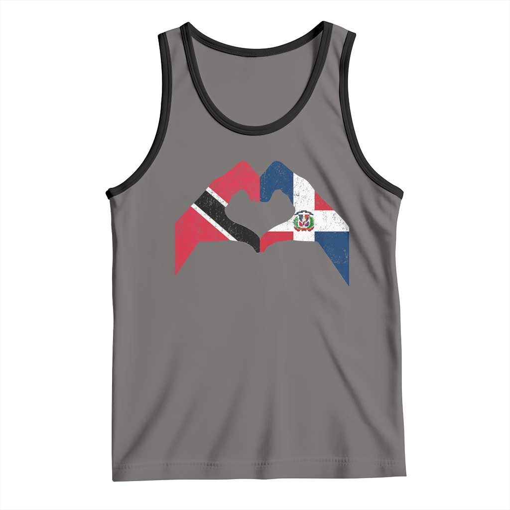 Trinidad and Tobago Dominican Tank Top Two Flags One Heart TS10 Deep Heather Black Print Your Wear