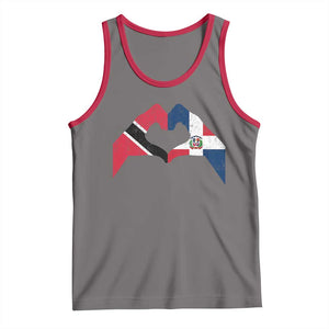Trinidad and Tobago Dominican Tank Top Two Flags One Heart TS10 Deep Heather Red Print Your Wear