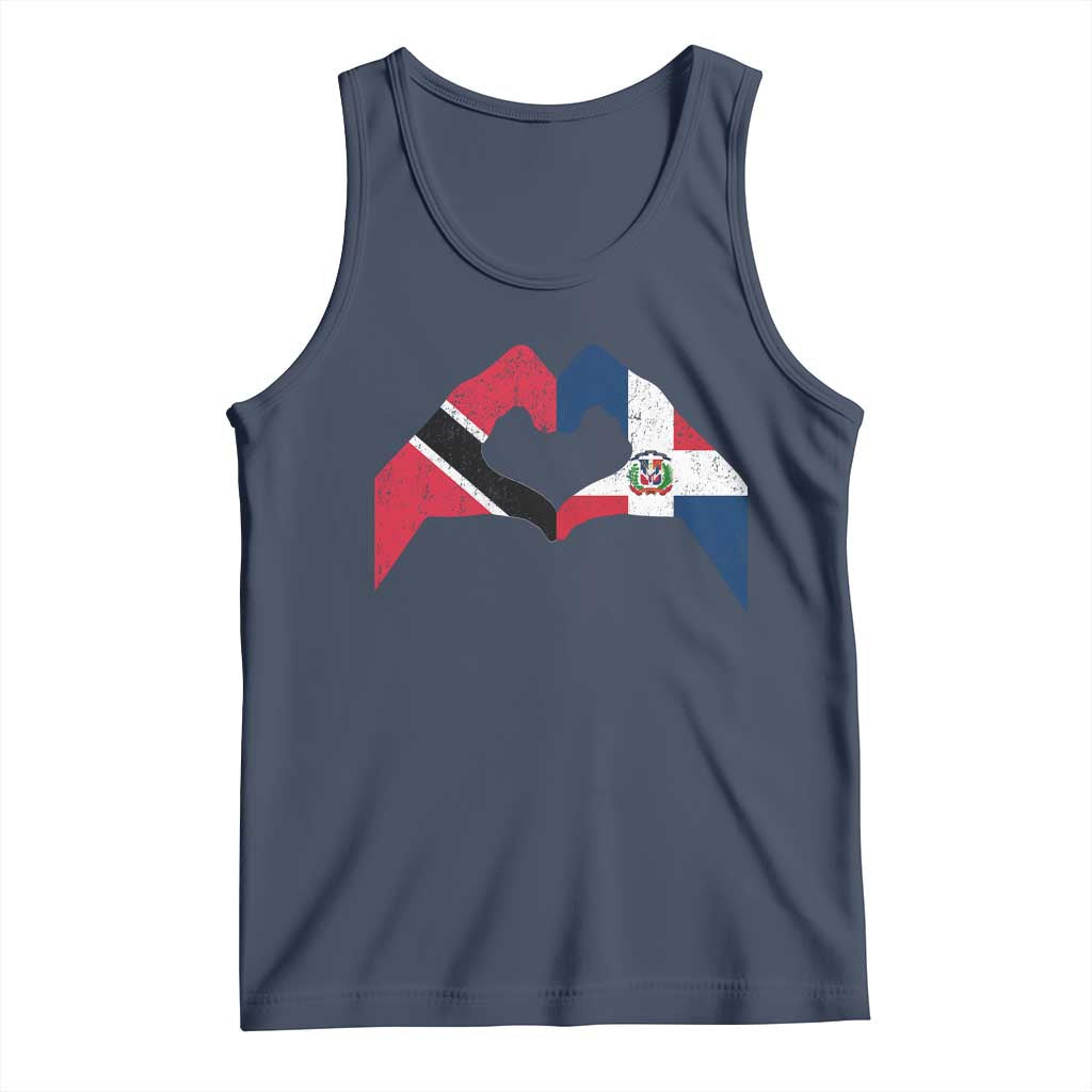 Trinidad and Tobago Dominican Tank Top Two Flags One Heart TS10 Navy Print Your Wear
