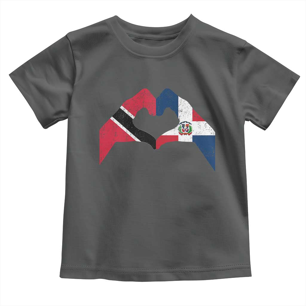 Trinidad and Tobago Dominican Toddler T Shirt Two Flags One Heart TS10 Dark Heather Print Your Wear