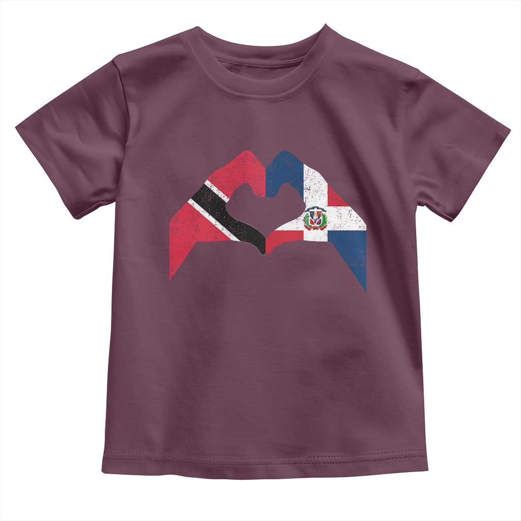 Trinidad and Tobago Dominican Toddler T Shirt Two Flags One Heart TS10 Maroon Print Your Wear