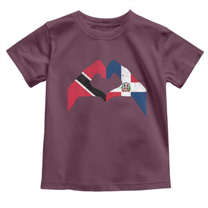 Trinidad and Tobago Dominican Toddler T Shirt Two Flags One Heart TS10 Maroon Print Your Wear