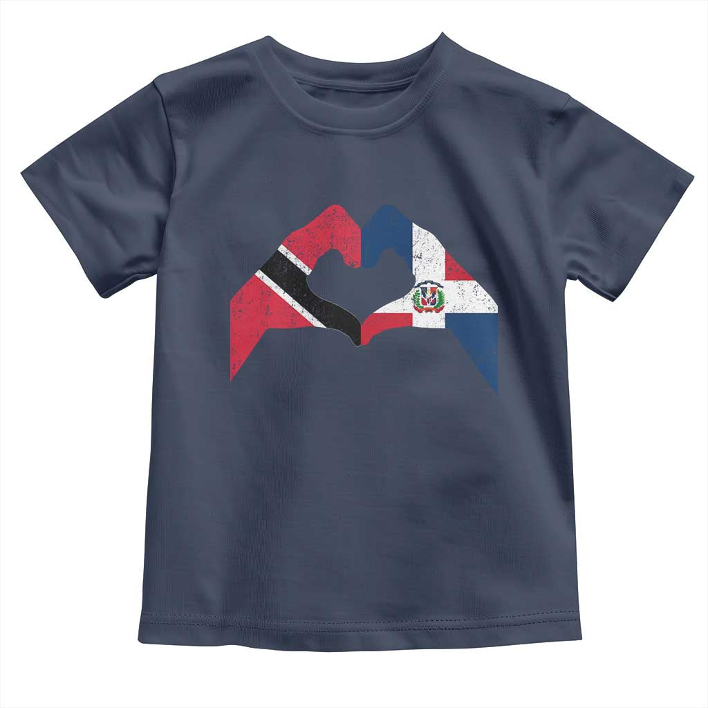 Trinidad and Tobago Dominican Toddler T Shirt Two Flags One Heart TS10 Navy Print Your Wear