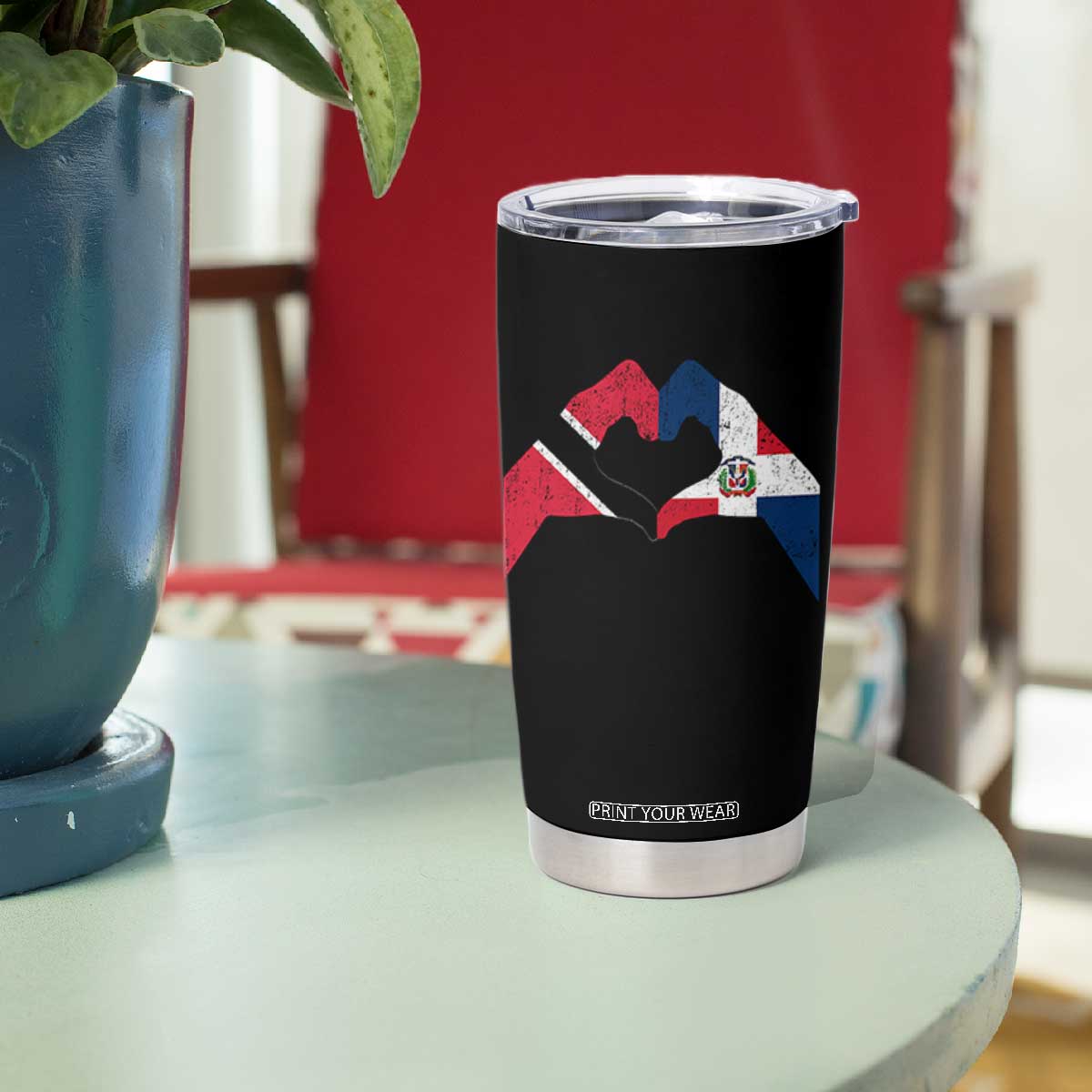 Trinidad and Tobago Dominican Tumbler Cup Two Flags One Heart TS10 Print Your Wear