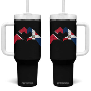 Trinidad and Tobago Dominican Tumbler With Handle Two Flags One Heart TS10 One Size: 40 oz Black Print Your Wear