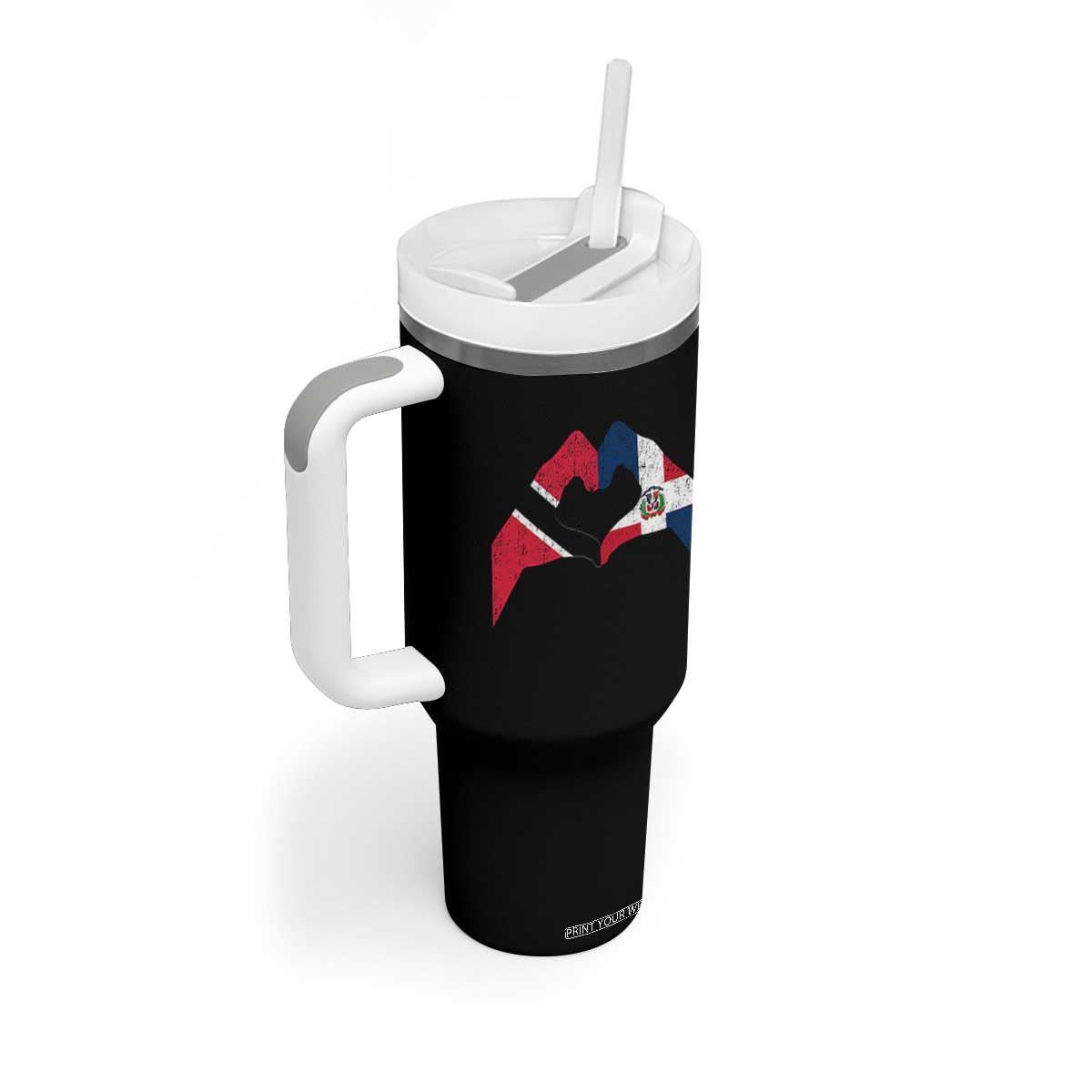 Trinidad and Tobago Dominican Tumbler With Handle Two Flags One Heart TS10 Print Your Wear