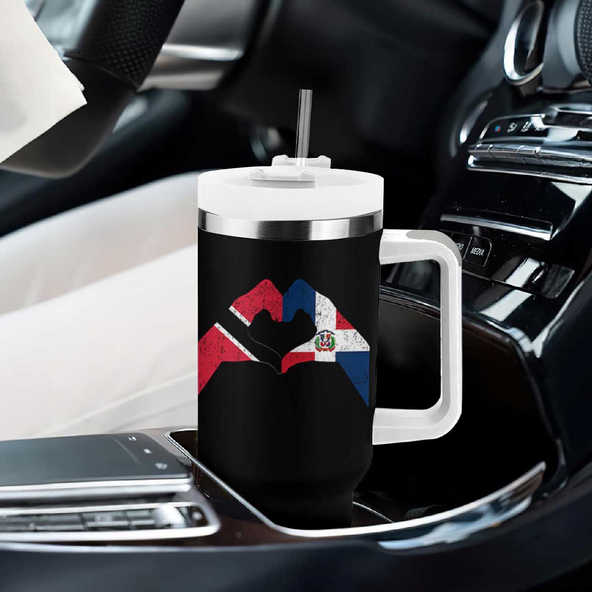 Trinidad and Tobago Dominican Tumbler With Handle Two Flags One Heart TS10 Print Your Wear