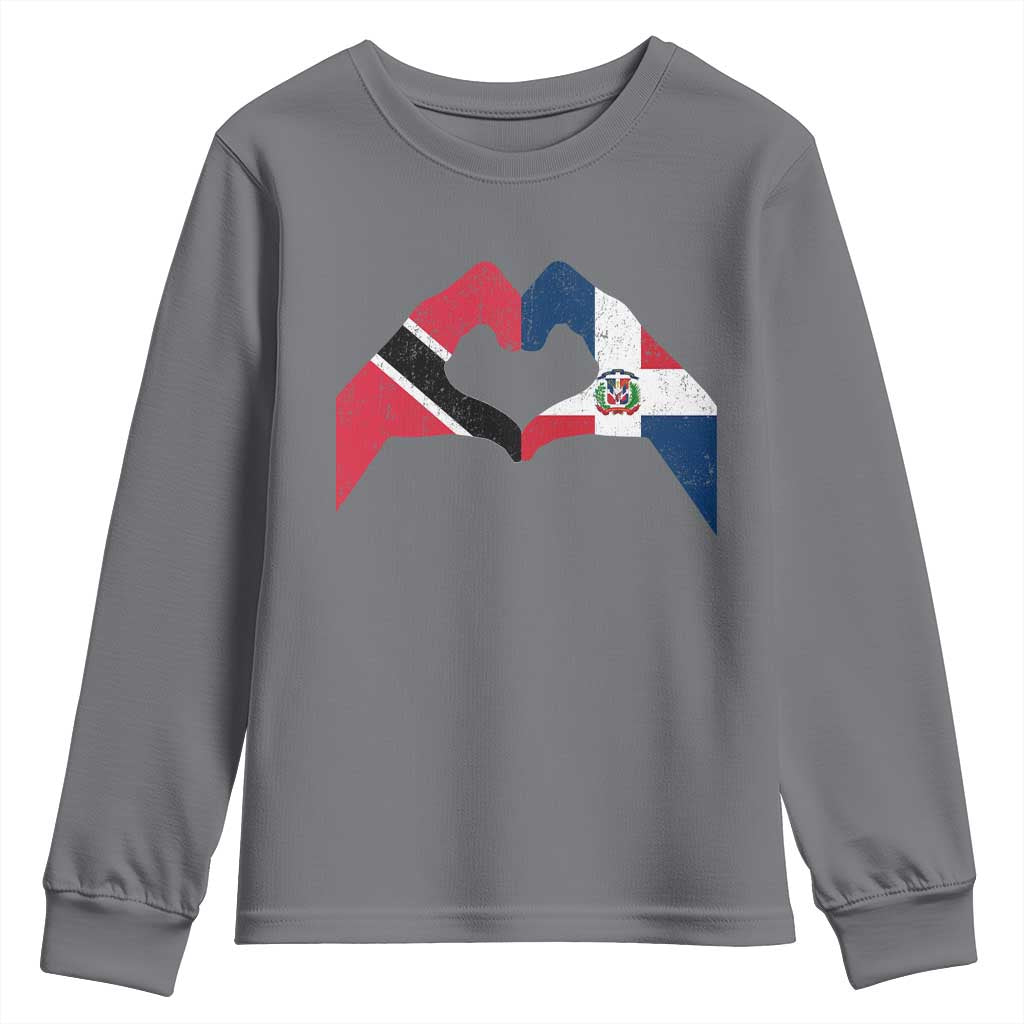 Trinidad and Tobago Dominican Youth Sweatshirt Two Flags One Heart TS10 Charcoal Print Your Wear