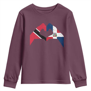 Trinidad and Tobago Dominican Youth Sweatshirt Two Flags One Heart TS10 Maroon Print Your Wear