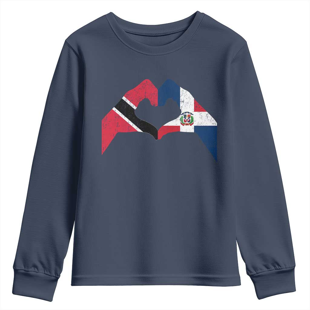 Trinidad and Tobago Dominican Youth Sweatshirt Two Flags One Heart TS10 Navy Print Your Wear