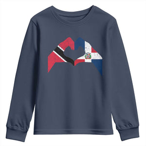 Trinidad and Tobago Dominican Youth Sweatshirt Two Flags One Heart TS10 Navy Print Your Wear