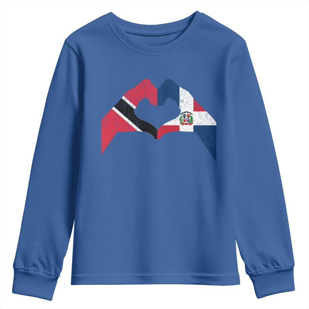 Trinidad and Tobago Dominican Youth Sweatshirt Two Flags One Heart TS10 Royal Blue Print Your Wear