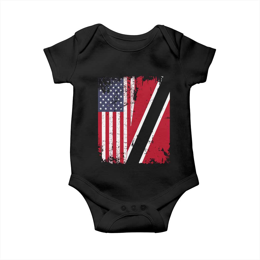 USA Trinidad and Tobago Baby Onesie Retro Vintage American Trini Pride Flag TS10 Black Print Your Wear