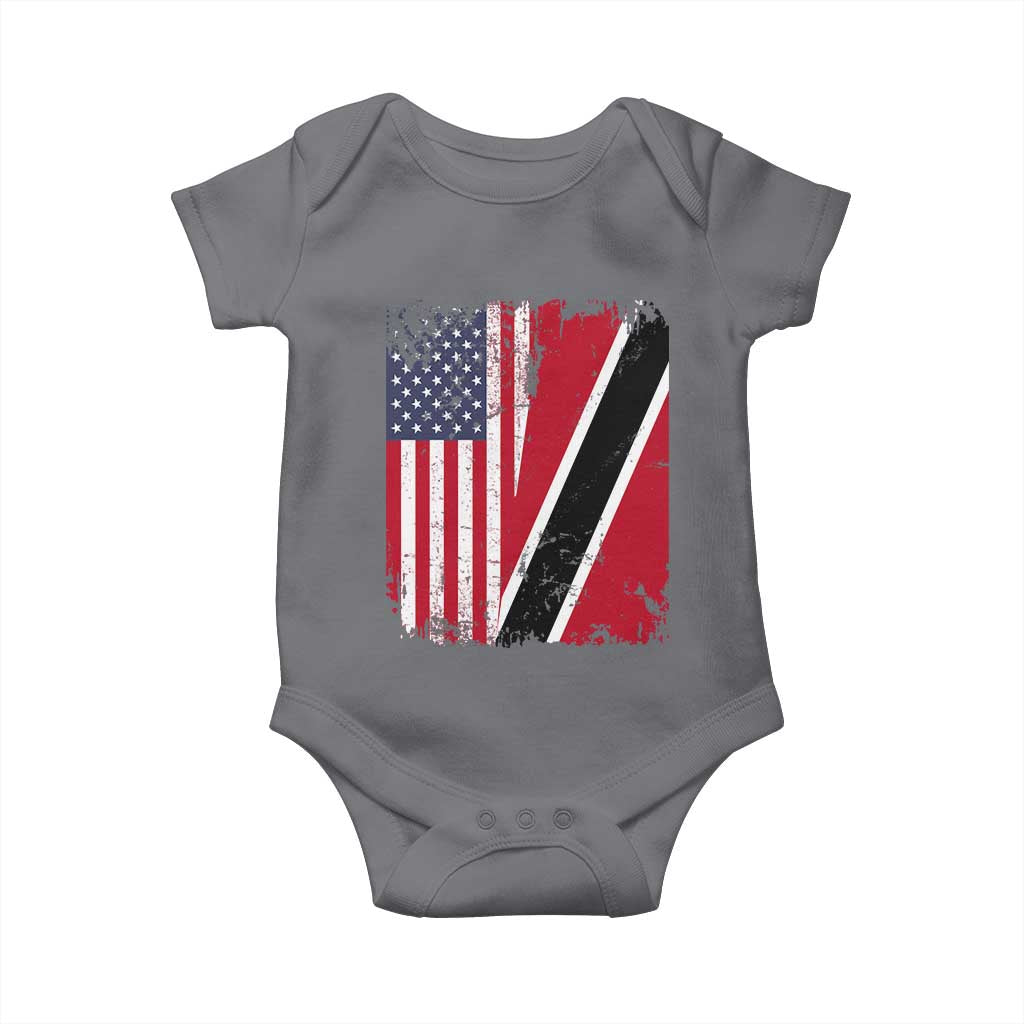 USA Trinidad and Tobago Baby Onesie Retro Vintage American Trini Pride Flag TS10 Charcoal Print Your Wear