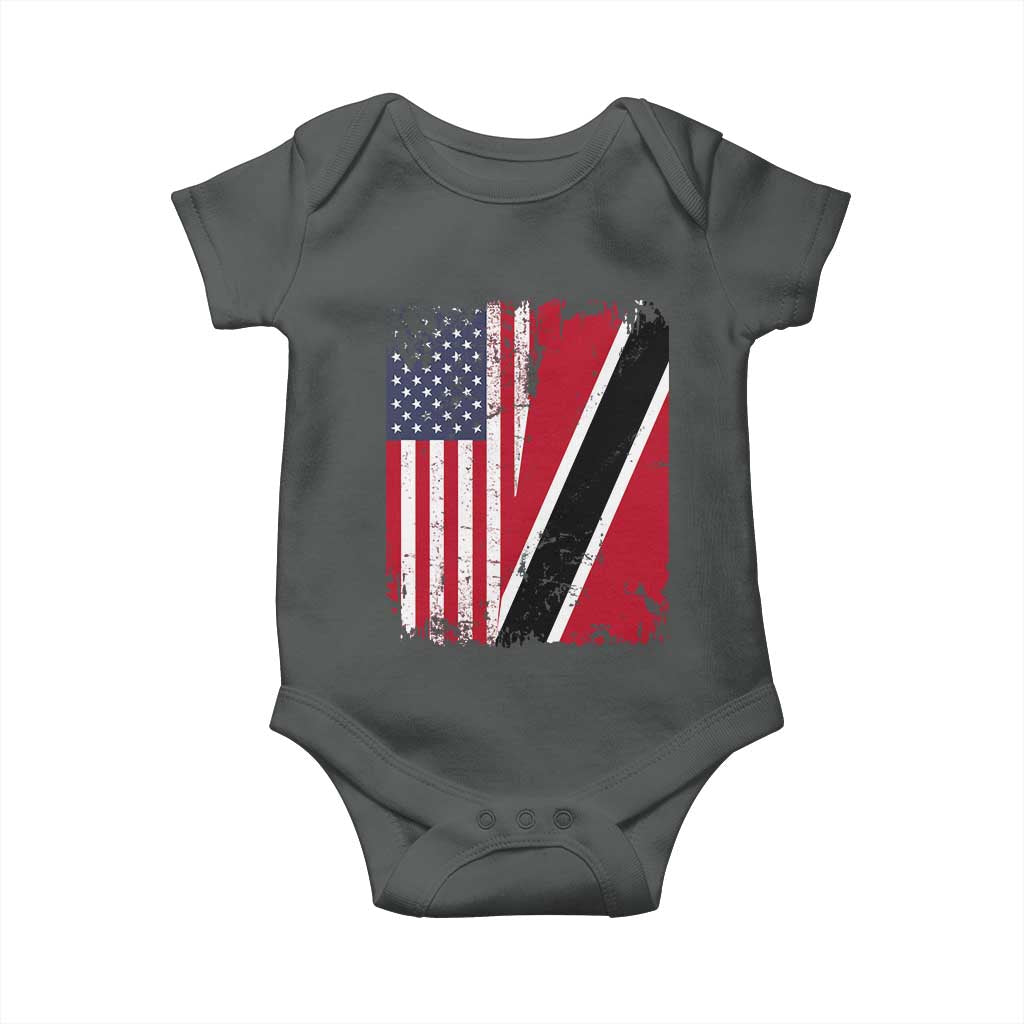 USA Trinidad and Tobago Baby Onesie Retro Vintage American Trini Pride Flag TS10 Dark Heather Print Your Wear