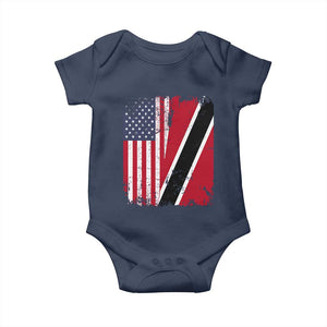 USA Trinidad and Tobago Baby Onesie Retro Vintage American Trini Pride Flag TS10 Navy Print Your Wear