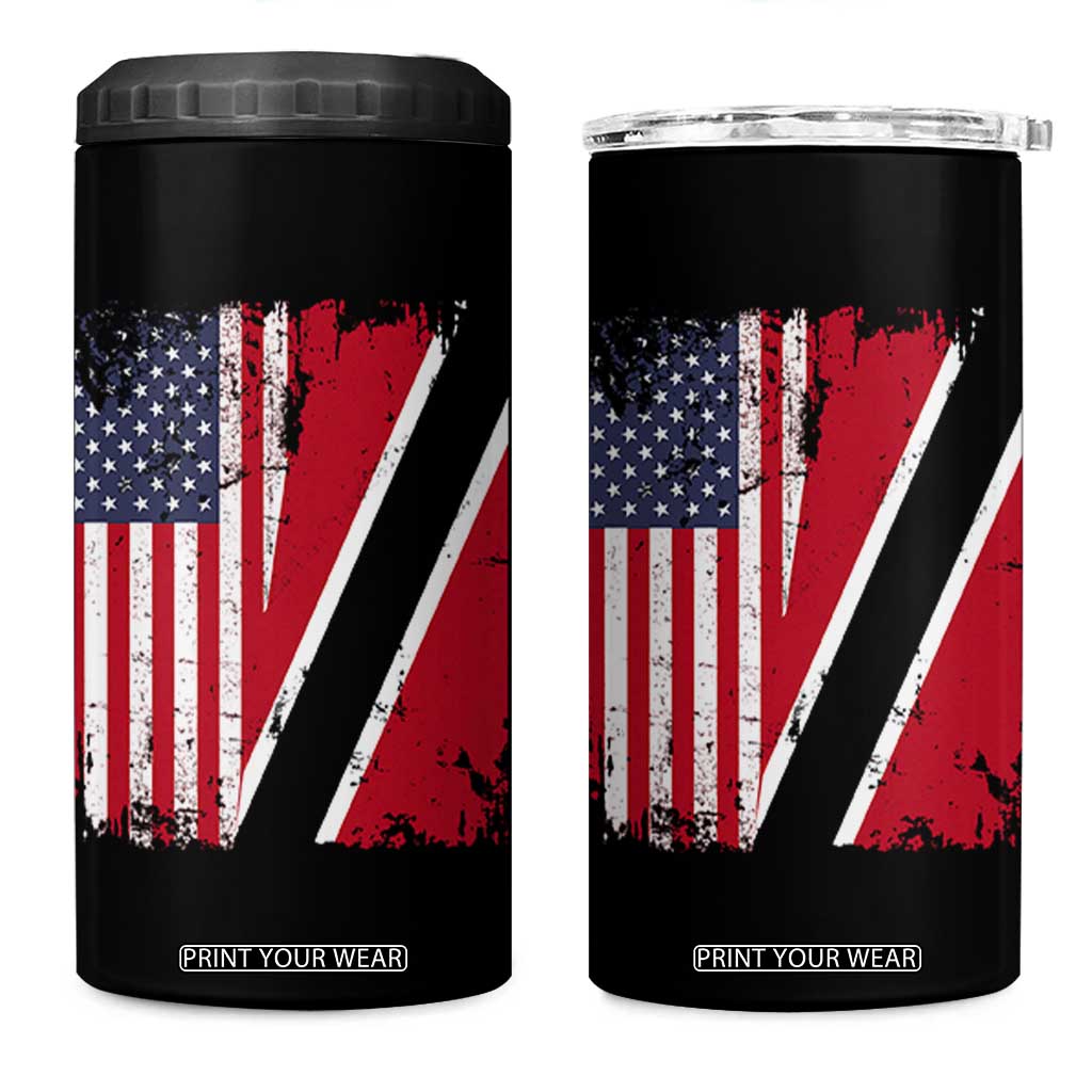 USA Trinidad and Tobago 4 in 1 Can Cooler Tumbler Retro Vintage American Trini Pride Flag TS10 One Size: 16 oz Black Print Your Wear