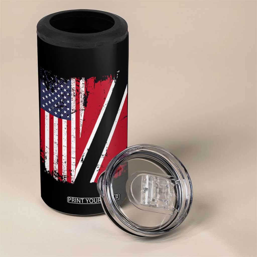 USA Trinidad and Tobago 4 in 1 Can Cooler Tumbler Retro Vintage American Trini Pride Flag TS10 Print Your Wear