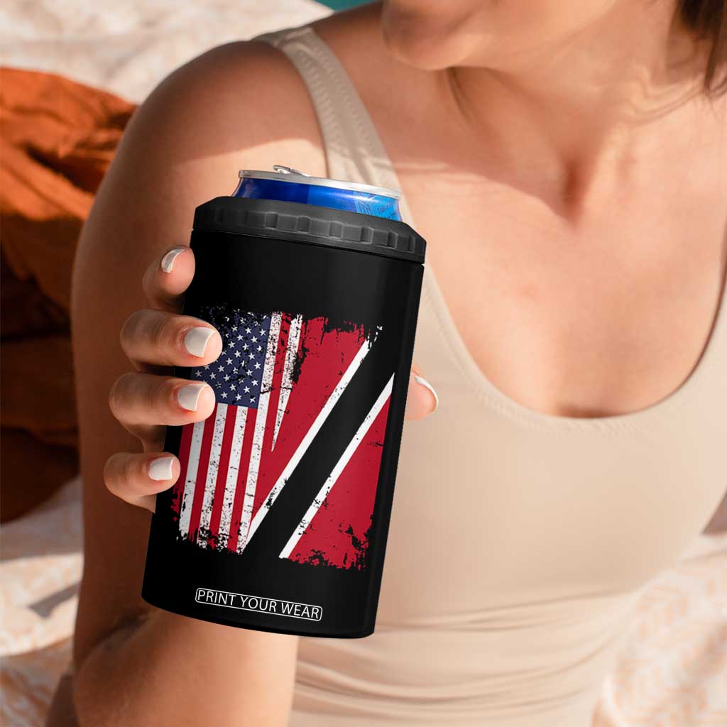 USA Trinidad and Tobago 4 in 1 Can Cooler Tumbler Retro Vintage American Trini Pride Flag TS10 Print Your Wear