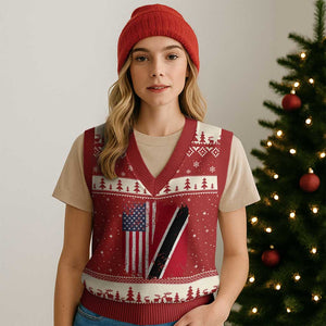 USA Trinidad and Tobago V-Neck Knit Sweater Vest Retro Vintage American Trini Pride Flag TS10 Red Beige Print Your Wear