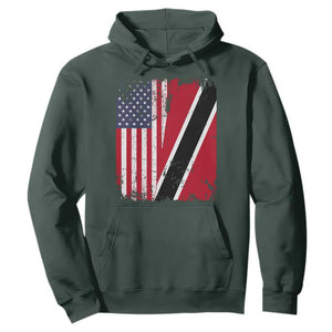 USA Trinidad and Tobago Hoodie Retro Vintage American Trini Pride Flag TS10 Dark Forest Green Print Your Wear