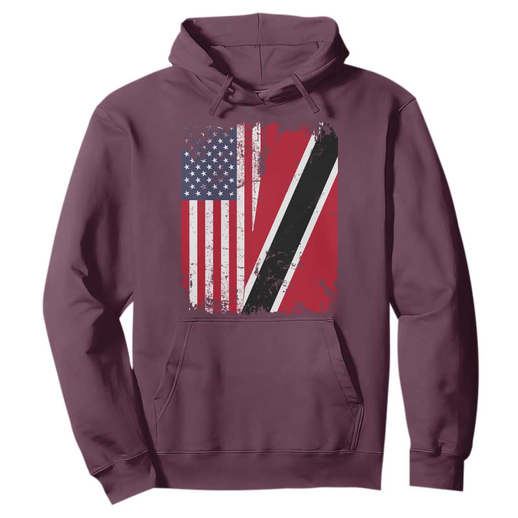 USA Trinidad and Tobago Hoodie Retro Vintage American Trini Pride Flag TS10 Maroon Print Your Wear