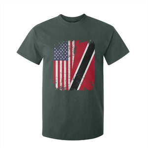USA Trinidad and Tobago T Shirt For Kid Retro Vintage American Trini Pride Flag TS10 Dark Forest Green Print Your Wear