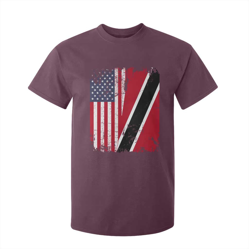USA Trinidad and Tobago T Shirt For Kid Retro Vintage American Trini Pride Flag TS10 Maroon Print Your Wear