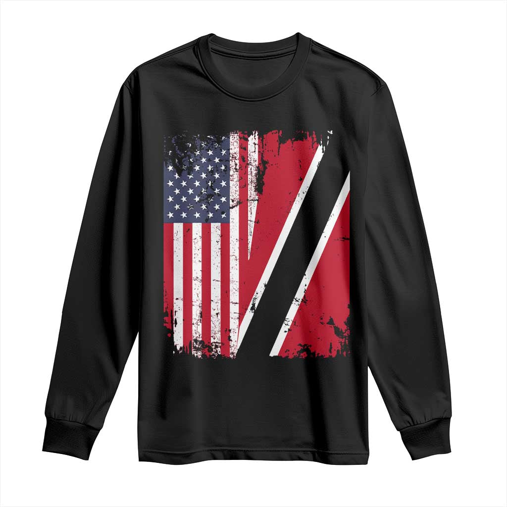 USA Trinidad and Tobago Long Sleeve Shirt Retro Vintage American Trini Pride Flag TS10 Black Print Your Wear