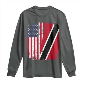 USA Trinidad and Tobago Long Sleeve Shirt Retro Vintage American Trini Pride Flag TS10 Dark Heather Print Your Wear