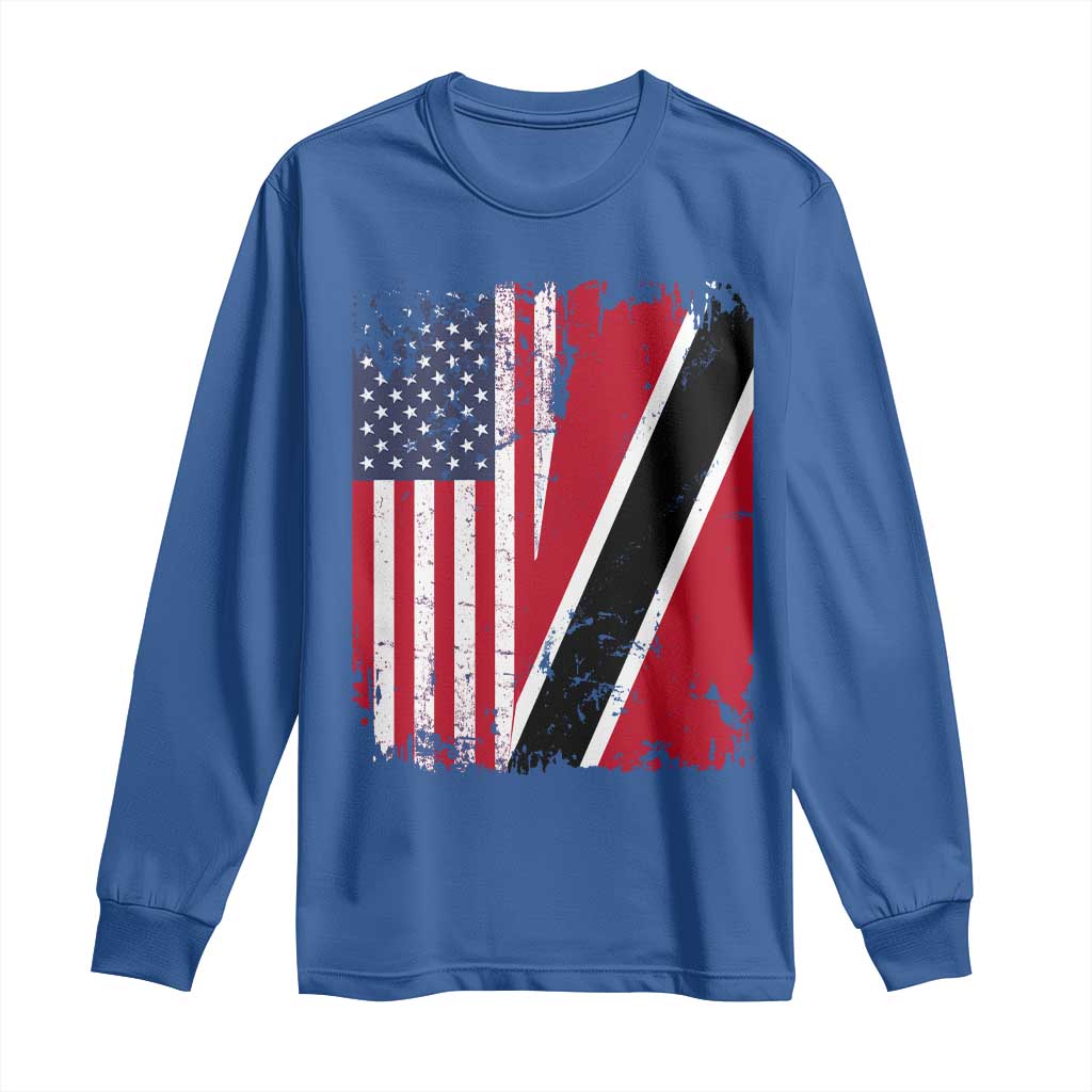USA Trinidad and Tobago Long Sleeve Shirt Retro Vintage American Trini Pride Flag TS10 Royal Blue Print Your Wear