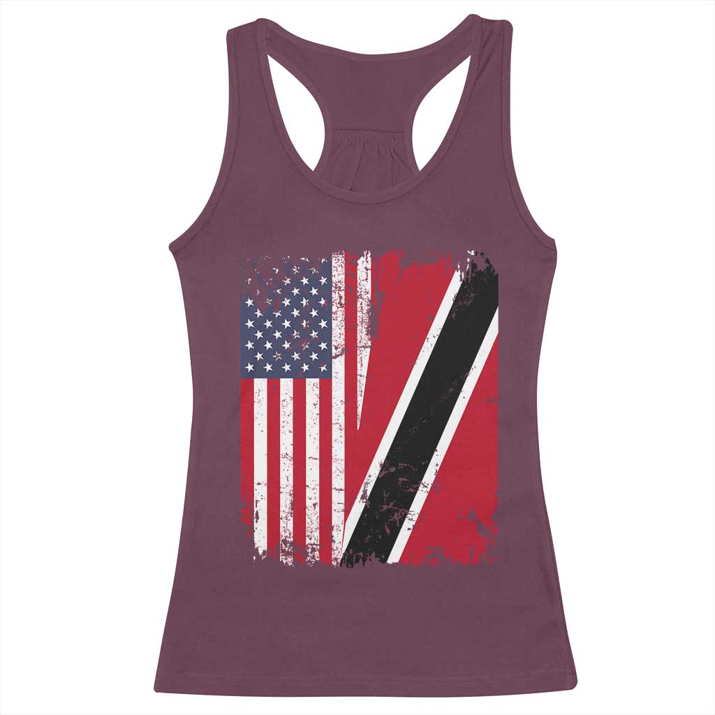 USA Trinidad and Tobago Racerback Tank Top Retro Vintage American Trini Pride Flag TS10 Maroon Print Your Wear