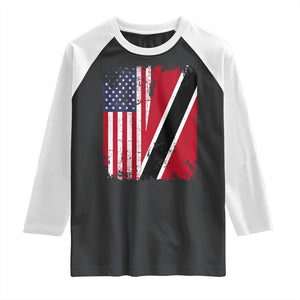 USA Trinidad and Tobago Raglan Shirt Retro Vintage American Trini Pride Flag TS10 Black White Print Your Wear