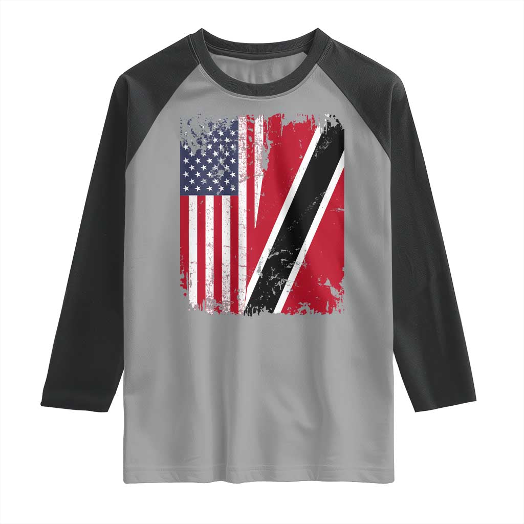 USA Trinidad and Tobago Raglan Shirt Retro Vintage American Trini Pride Flag TS10 Sport Gray Black Print Your Wear