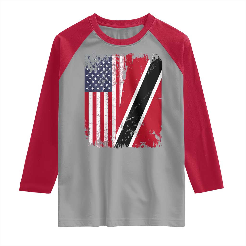 USA Trinidad and Tobago Raglan Shirt Retro Vintage American Trini Pride Flag TS10 Sport Gray Red Print Your Wear