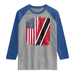 USA Trinidad and Tobago Raglan Shirt Retro Vintage American Trini Pride Flag TS10 Sport Gray Royal Print Your Wear