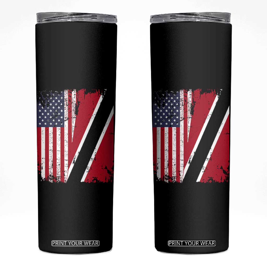 USA Trinidad and Tobago Skinny Tumbler Retro Vintage American Trini Pride Flag TS10 Black Print Your Wear